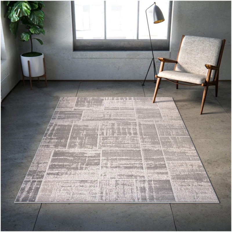 Tapete Aba Cuadros y Rayas Grises