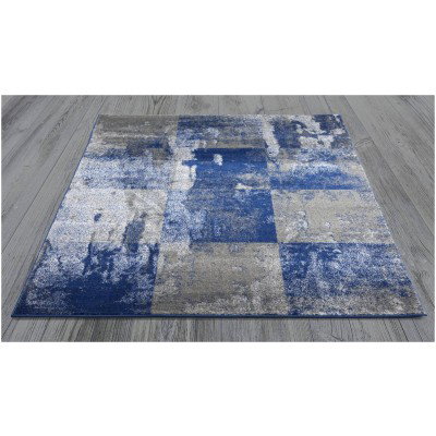 Tapete Giros Cuadricula Alternada en Azul y Gris