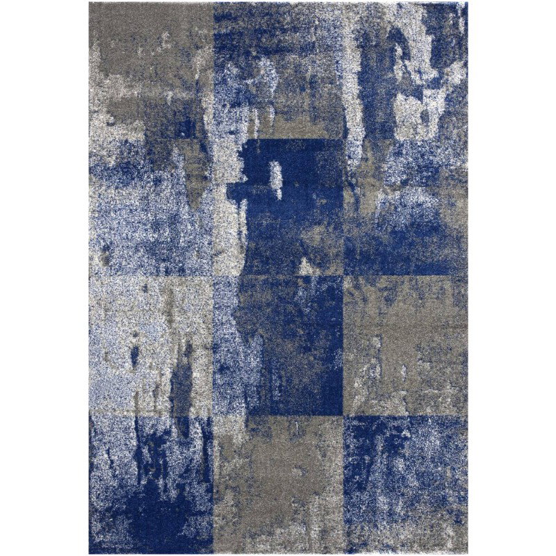 Tapete Giros Cuadricula Alternada en Azul y Gris