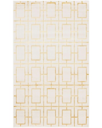 Tapete Glamour Cuadrícula Blanco y Oro