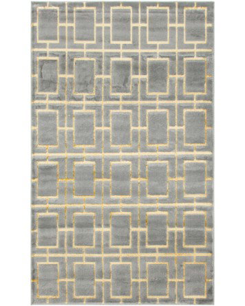 Tapete Glamour Cuadrícula Gris y Oro