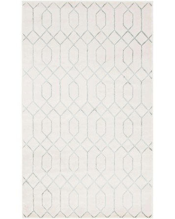 Tapete Glamour Enrejado Blanco y Plata