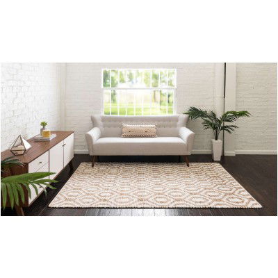 Tapete de Yute y Algodón Diamantes Blancos