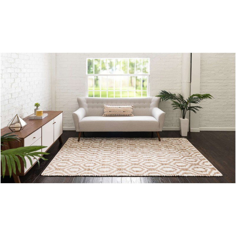 Tapete de Yute y Algodón Diamantes Blancos