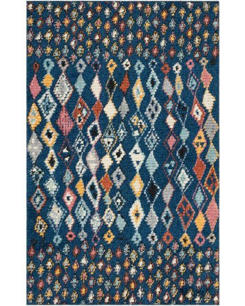 Tapete Rania Rombos en Franjas Azul Marino