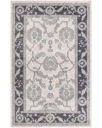 Tapete Eco Cancún Borde en Marfil con Gris