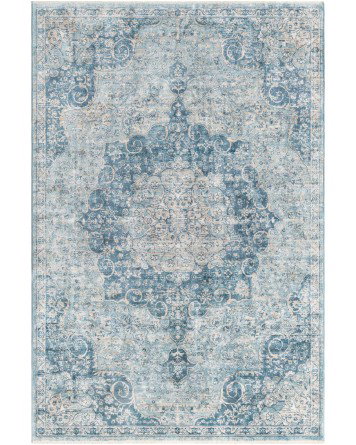 Tapete Providencia Medallón Floral Azul Marino