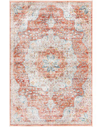 Tapete Providencia Medallón Floral Rojizo