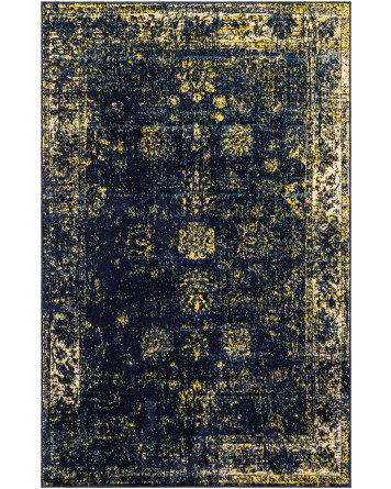 Tapete Loren Arboleda Azul Marino con Amarillo