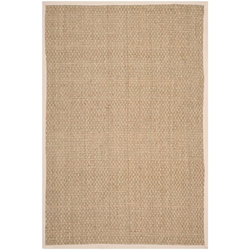 Tapete de Fibra Natural con Orilla Marfil