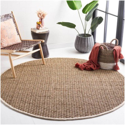 Tapete de Fibra Natural con Orilla Marfil