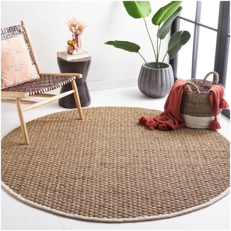 Tapete de Fibra Natural con Orilla Marfil