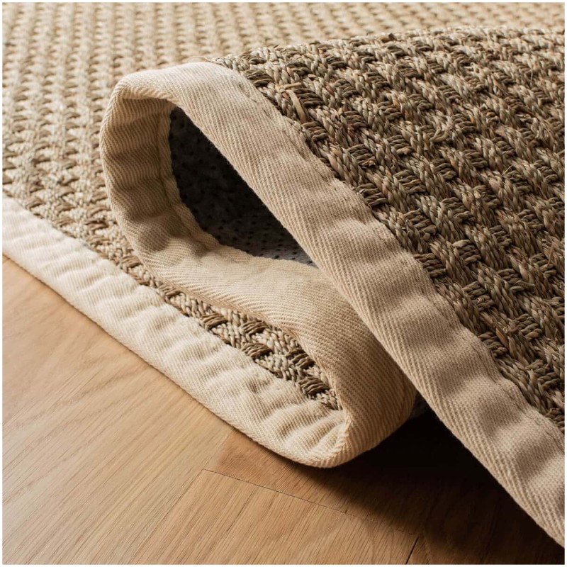 Tapete de Fibra Natural con Orilla Marfil