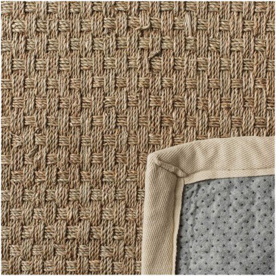 Tapete de Fibra Natural con Orilla Marfil