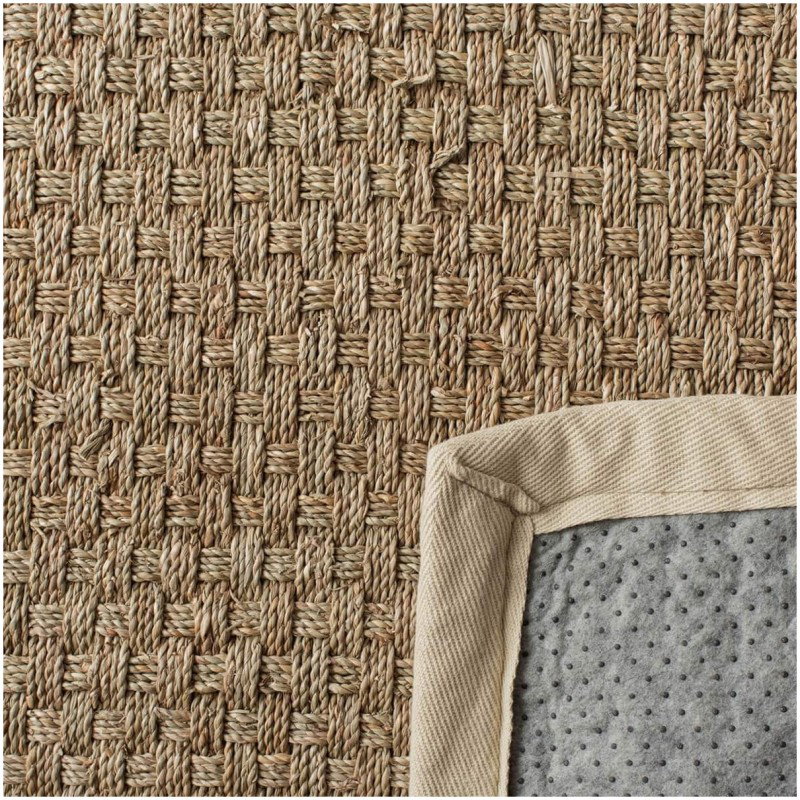 Tapete de Fibra Natural con Orilla Marfil