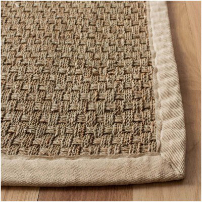 Tapete de Fibra Natural con Orilla Marfil