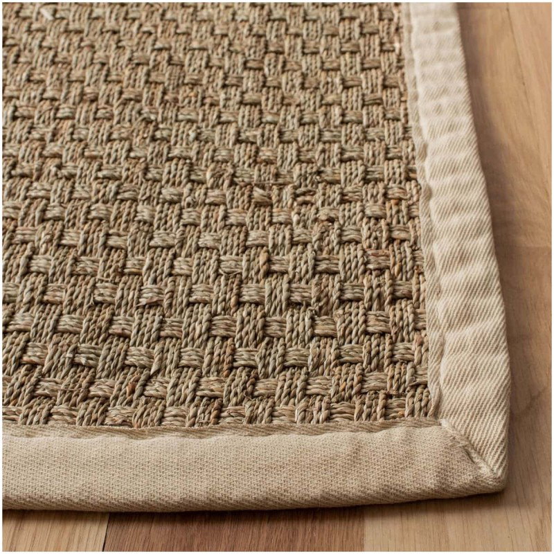 Tapete de Fibra Natural con Orilla Marfil