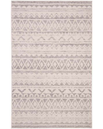 Tapete Adira Bandas de Diamantes en Marfil y Gris