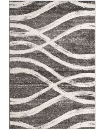 Tapete Adira Brochas Onduladas en Crema con Carbon