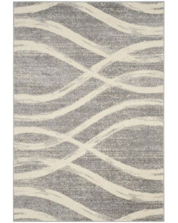 Tapete Adira Brochas Onduladas en Gris con Crema