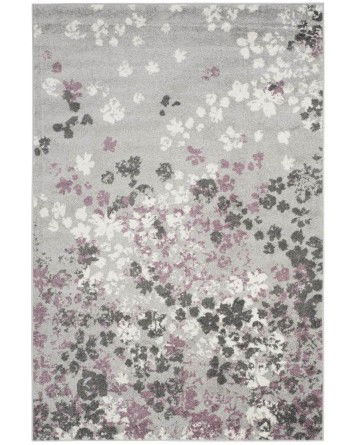 Tapete Adira Floreado en Gris y Purpura