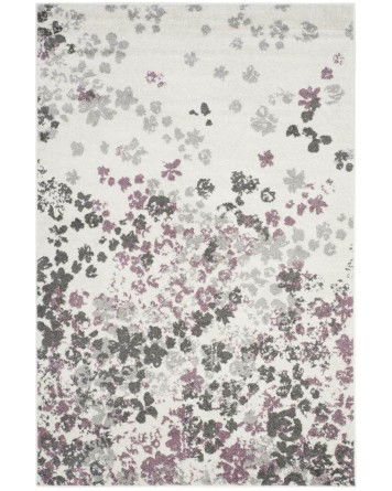 Tapete Adira Floreado en Marfil y Purpura