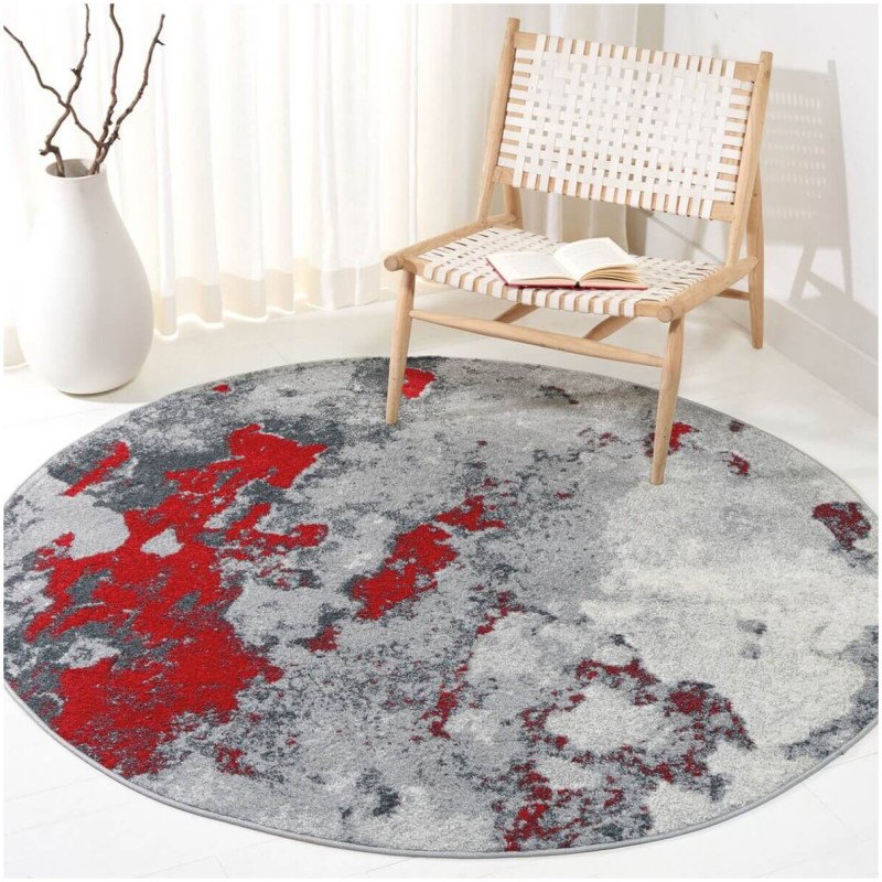 Tapete Adira Gris Abstracto con Rojo