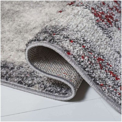 Tapete Adira Gris Abstracto con Rojo