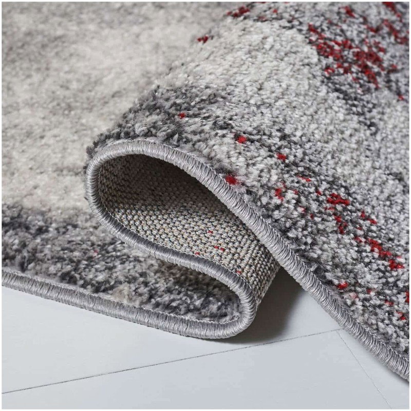 Tapete Adira Gris Abstracto con Rojo