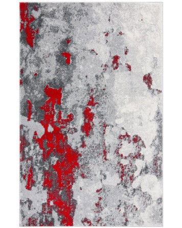 Tapete Adira Gris Abstracto con Rojo