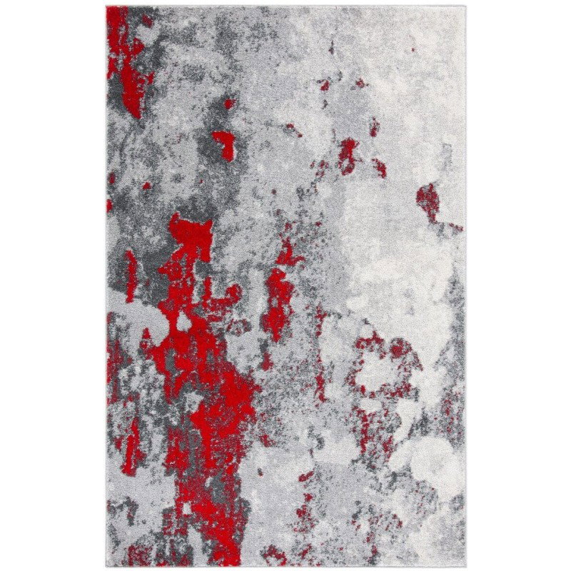 Tapete Adira Gris Abstracto con Rojo