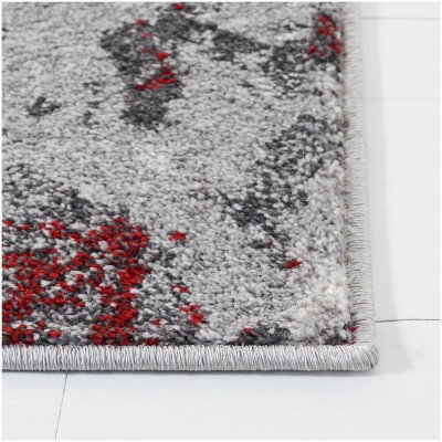 Tapete Adira Gris Abstracto con Rojo