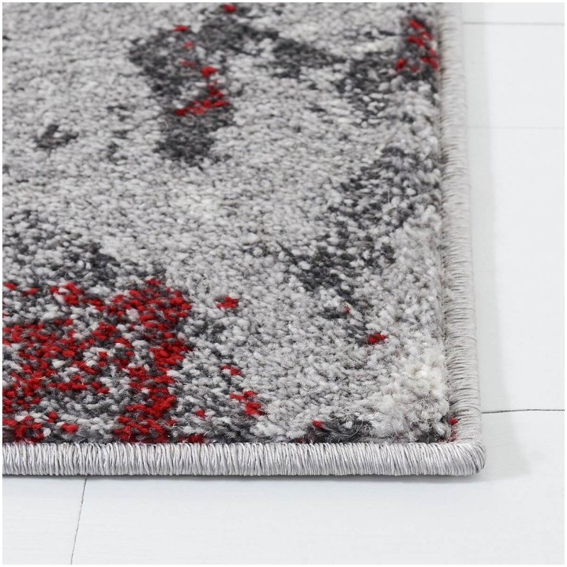 Tapete Adira Gris Abstracto con Rojo