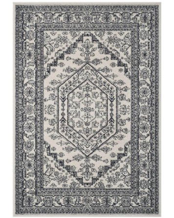 Tapete Adira Medallón en Marfil con Azul Marino