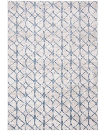 Tapete Emilia Curvas Enrejadas en Gris con Azul