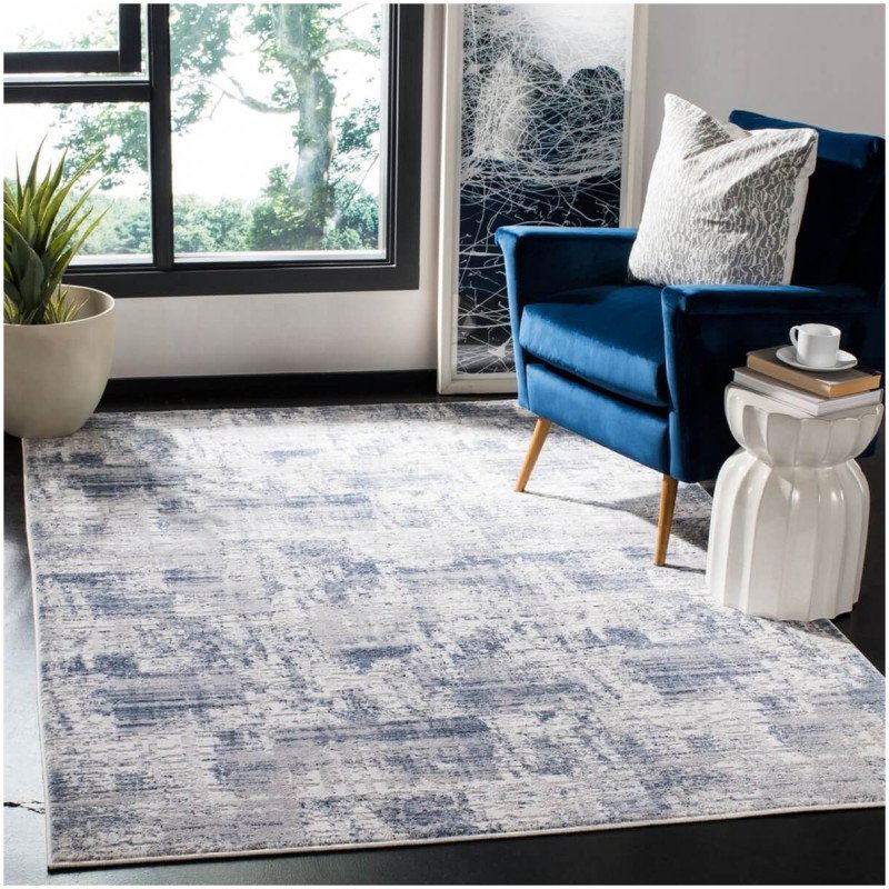 Tapete Emilia Lluvia Abstracta Azul con Gris