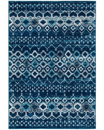 Tapete Roterdam Franjas de Rombos en Azul Marino y Beige