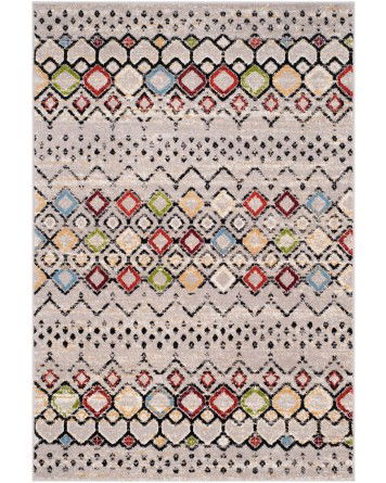 Tapete Roterdam Franjas de Rombos en Gris Multicolor