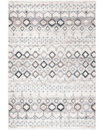 Tapete Roterdam Franjas de Rombos en Marfil y Gris