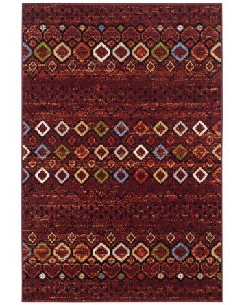 Tapete Roterdam Franjas de Rombos en Rojo Multicolor