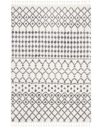 Tapete Bavaria con Flecos Marroquí Alterno Crema con Gris