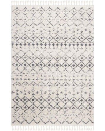 Tapete Bavaria con Flecos Marroquí Crema con Gris