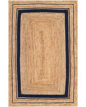 Tapete de Yute con Multi Bordes en Azul