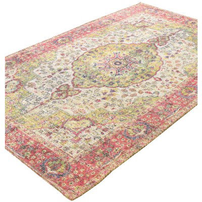 Tapete Yute y Chenille Medallón Curvo Rosado