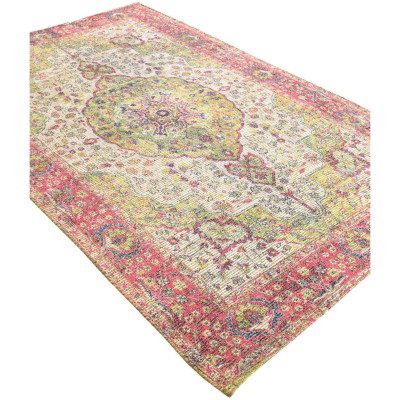 Tapete Yute y Chenille Medallón Curvo Rosado