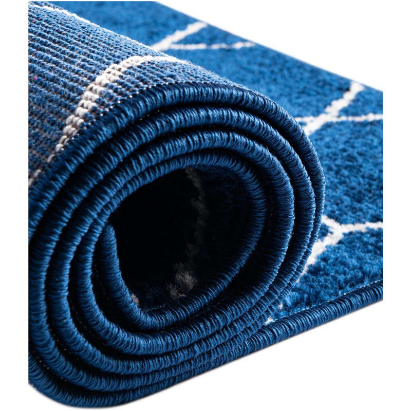 Tapete Enrejado Geométrico en Azul