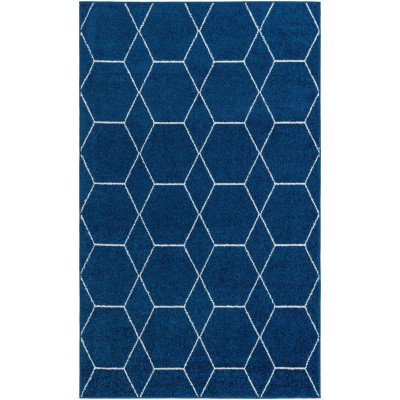 Tapete Enrejado Geométrico en Azul