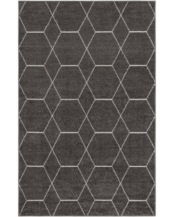 Tapete Enrejado Geométrico en Gris Obscuro