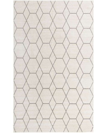 Tapete Enrejado Geométrico en Marfil