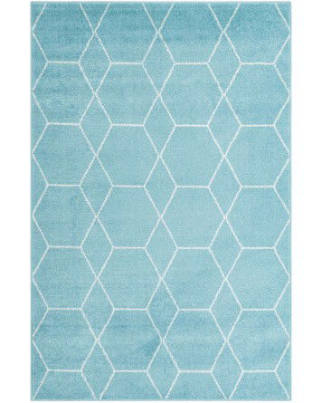 Tapete Enrejado Geométrico en Azul Claro